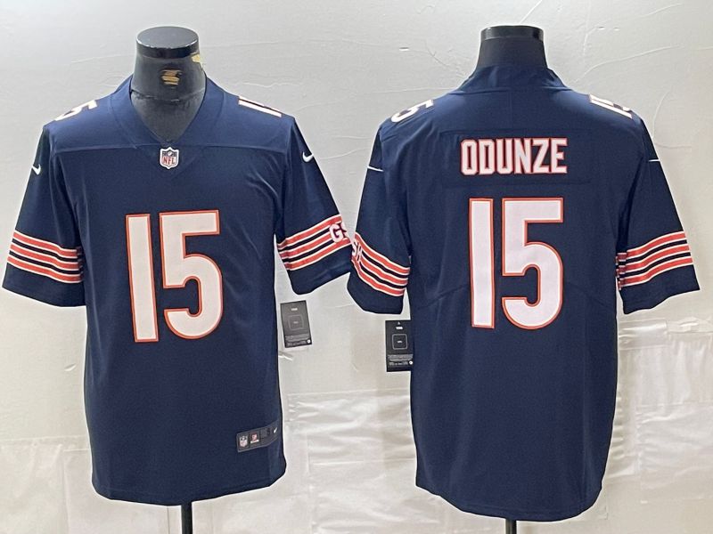 Men Chicago Bears 15 Odunze Blue Second generation 2024 Nike Limited NFL Jersey style 1